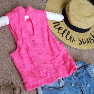 Tobi Tops - NWOT Neon pink lace crop top Tobi Tops - NWOT Neon pink lace crop top